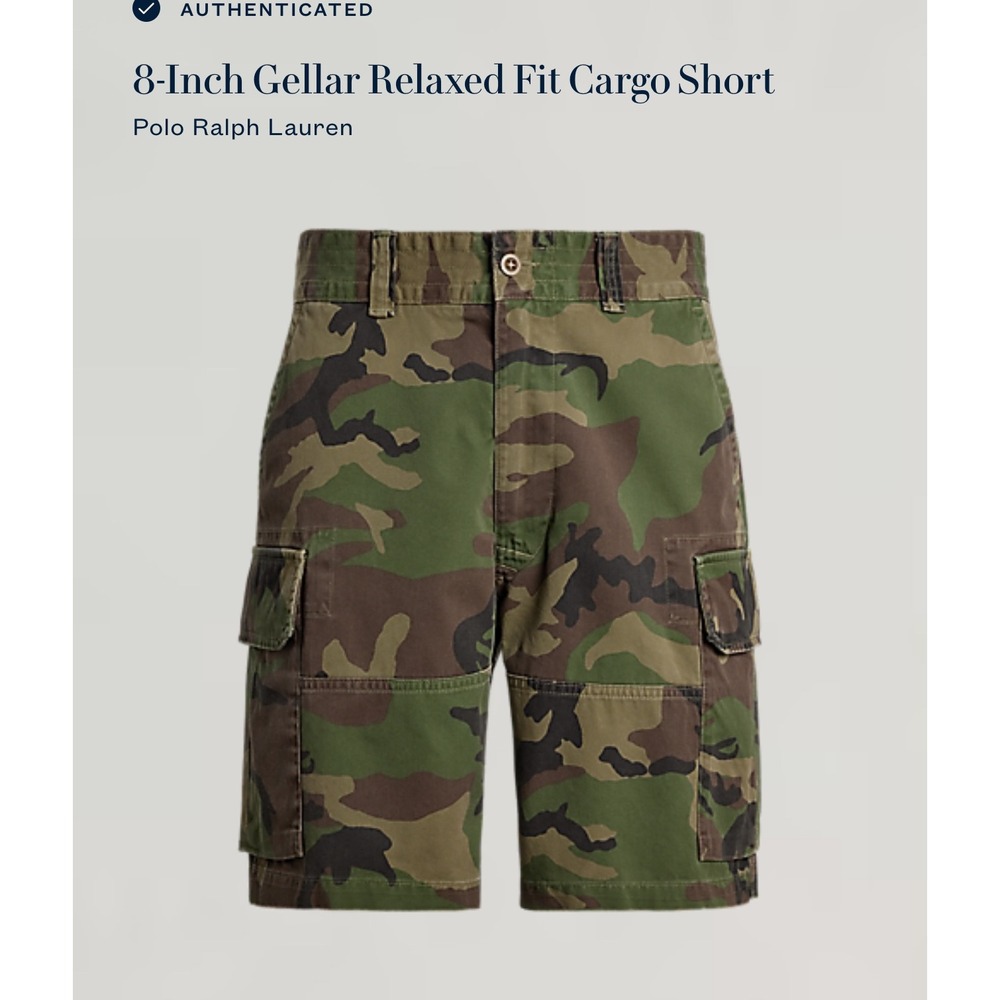Polo Ralph Lauren Gellar Cargo Shorts Mens 36 Camo Relaxed Fit 8in Inseam Cotton